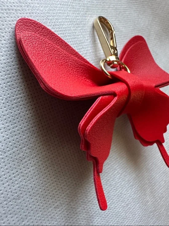 Lovely Bag Charm or Keychain - Red Butterfly Vegan Leather Gold Hardware NWT - Picture 7 of 8